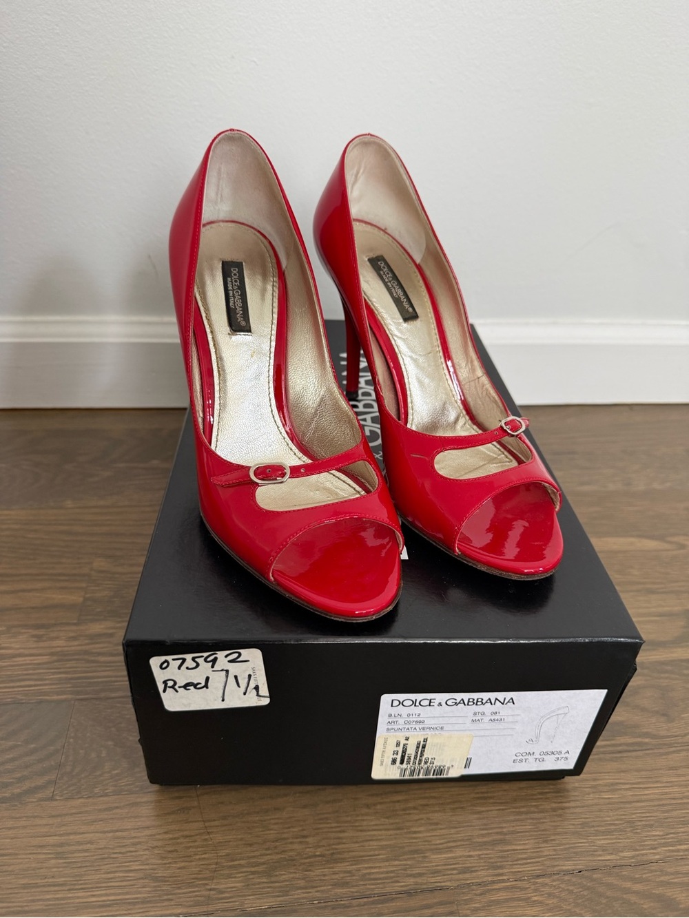 Dolce & Gabbana Red Patent Peep-Toe Pumps
